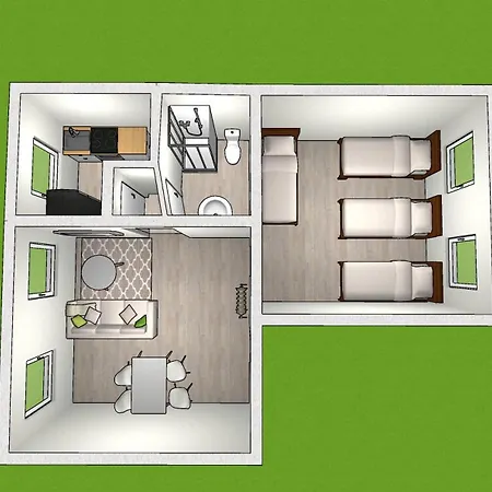 Emas 7 Mit 4 Einzelbetten, Kueche, Dusche Apartment *